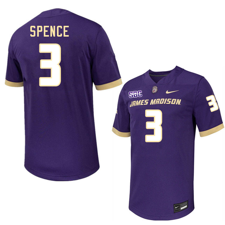 #3 Terrence Spence JMU Jersey,James Madison Dukes Football Jerseys Stitched-Purple